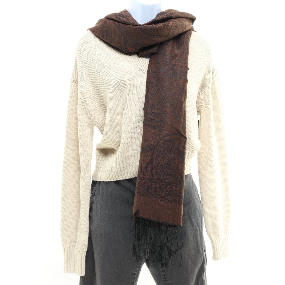 WestLoop Pashmina Scarf • 22x66 • Brown Paisley • NWT